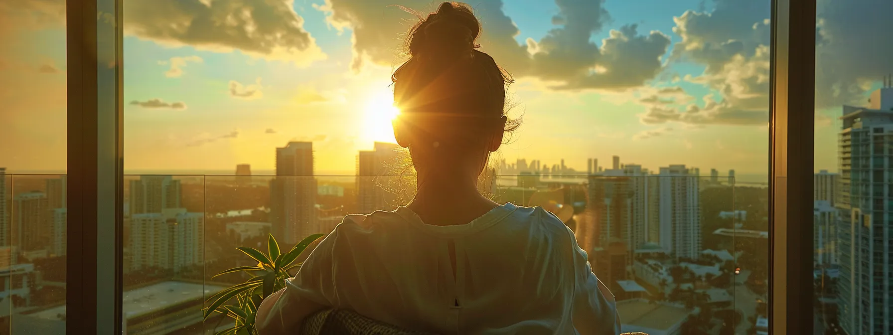 a person in miami carefully comparing fixed-rate and adjustable-rate mortgage options against a backdrop of sunny south florida skyline.